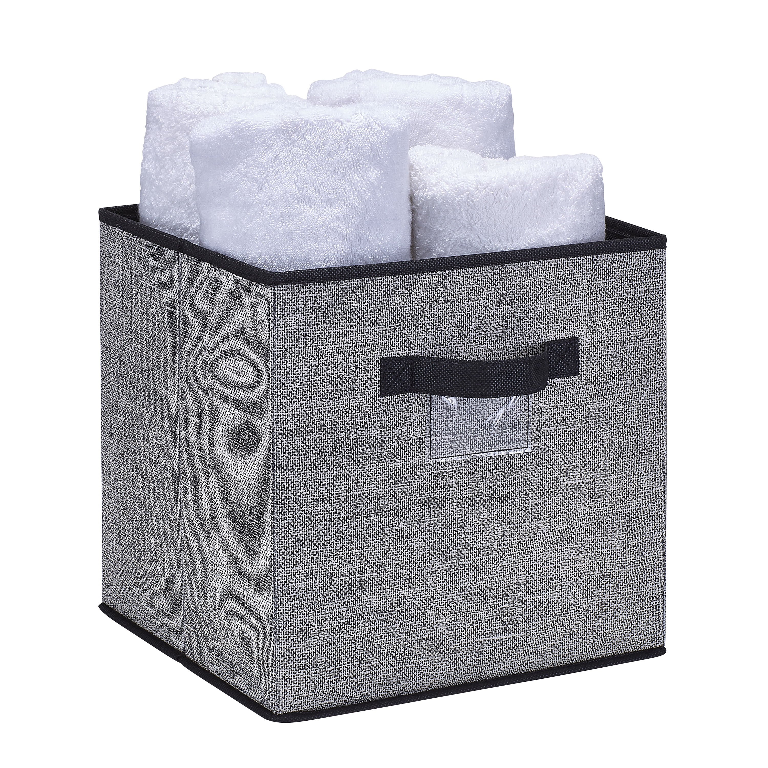 Simplify Collapsible Fabric Storage Basket Cube, Black, 6 Pack
