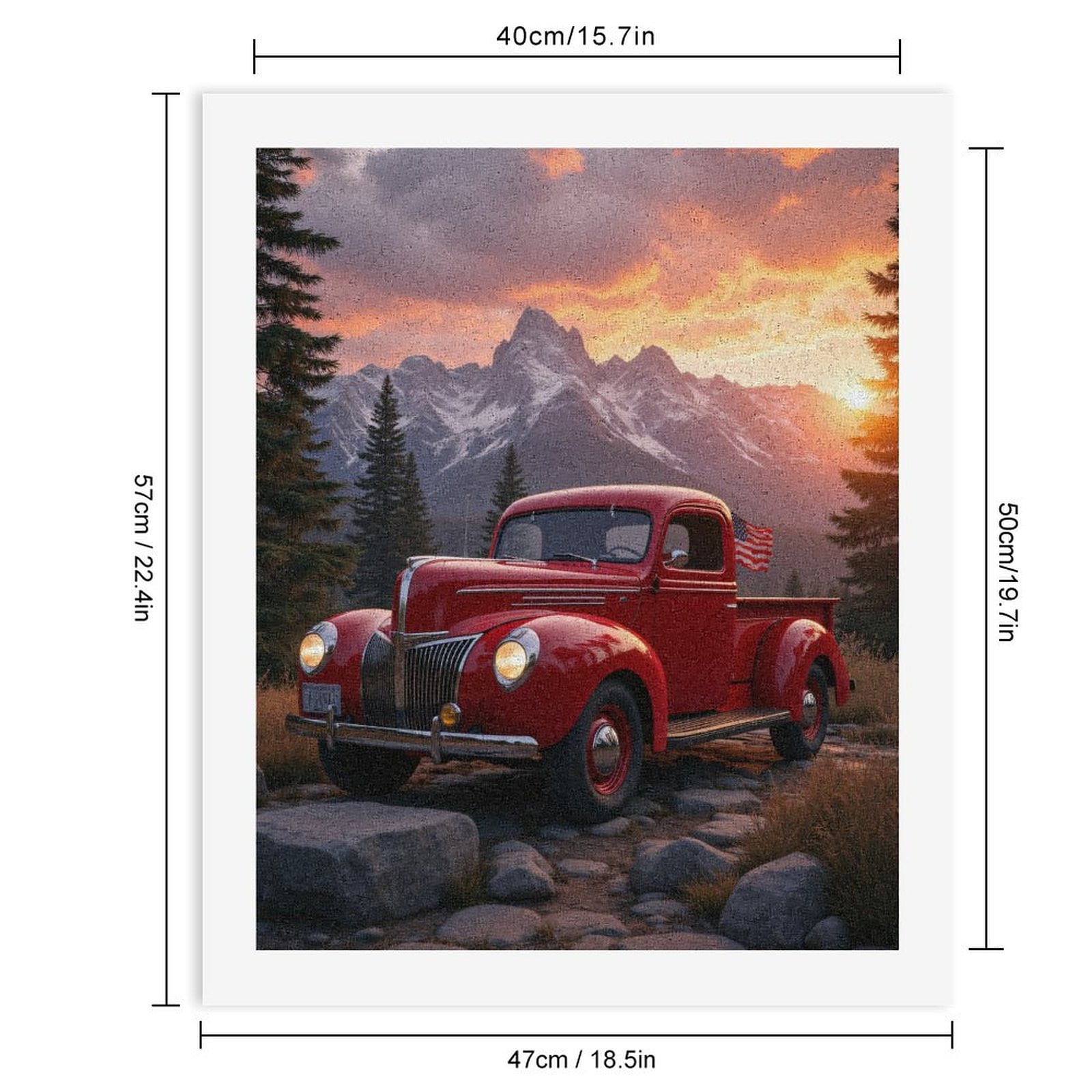 Paint by Numbers Kit for Adults, Vintage Red Truck Mountain Sunset Paint by Numbers, Easy Paint by Numbers Kit for Adults Beginner, DIY Adult Paint by Number Kits on Canvas, Home Decor