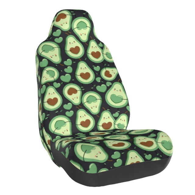 Wukai Avocado Heart Full Set Car Seat Covers with Soft Padding Universal Auto Front Seats Protector and Cushion Mat