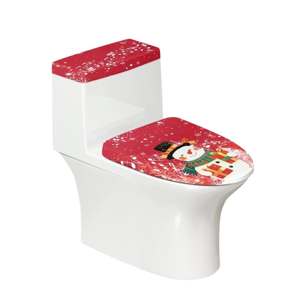 HELLHERO Christmas Snowmen and Music Elastic Edge Fits All Toilet Shapes Toilet Lid Covers, Elastic Fabric, Washable and Reusable Toilet Protector Cover
