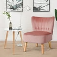 thumbnail image 2 of Giantex Armless Accent Chair, Wingback Velvet Sofa Chair w/Wood Legs & Thick Padded Seat, Upholstered Leisure Club Chair, Pink, 2 of 8
