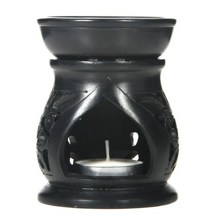 Elegant Expressions by Hosley Round Black Soapstone Fragrance Oil Warmer