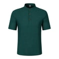thumbnail image 5 of FAWUUDO Men's Casual T-Shirt Short Sleeve Button Stand Collar Summer Breathable Solid Color Top Green, 5 of 8