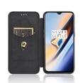 thumbnail image 3 of Dteck Folio Case For OnePlus 7T Pro with Portable Stand, Magnetic Adsorption Closure Slim Fit Carbon Fiber Plastic Flip Case TPU Inner Protective Cover,Black, 3 of 6