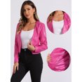 thumbnail image 2 of DARING DIVA Women's Crop Collarless PU Moto Biker Jackets L Hot Pink, 2 of 5