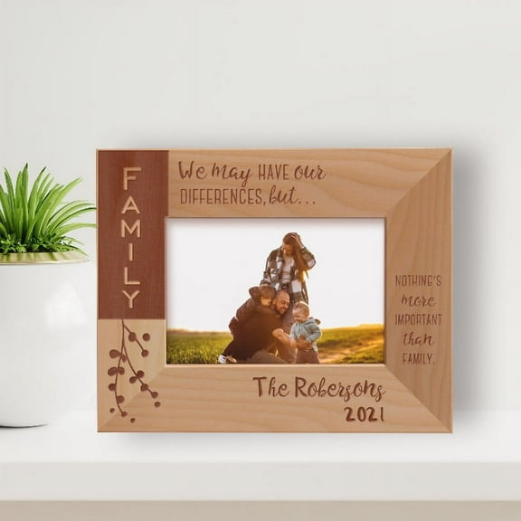Nothing's More Important Than Family Personalized Wooden Frame-5" x 3 1/2" Brown Horizontal