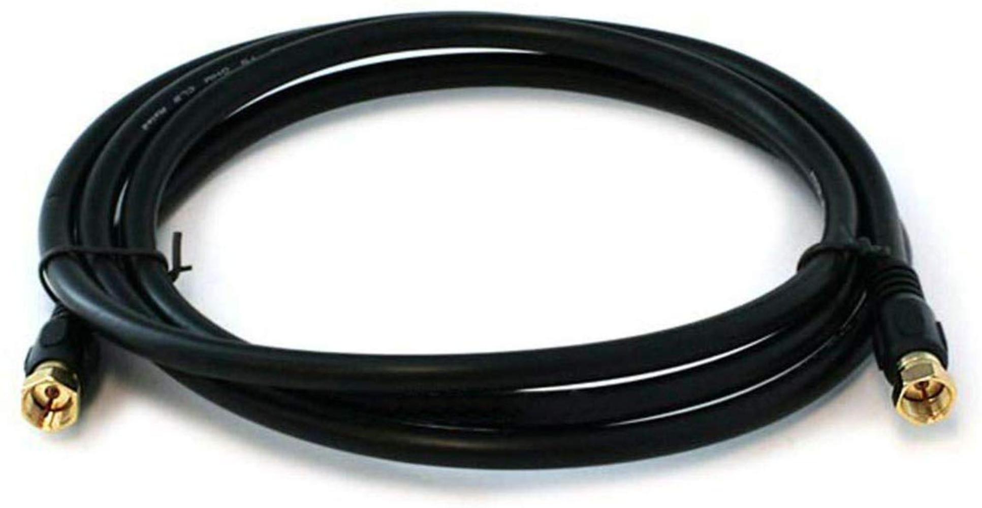 RG6 Quad Shield CL2 Coaxial Cable with F Type Connector, 6ft, Black, It