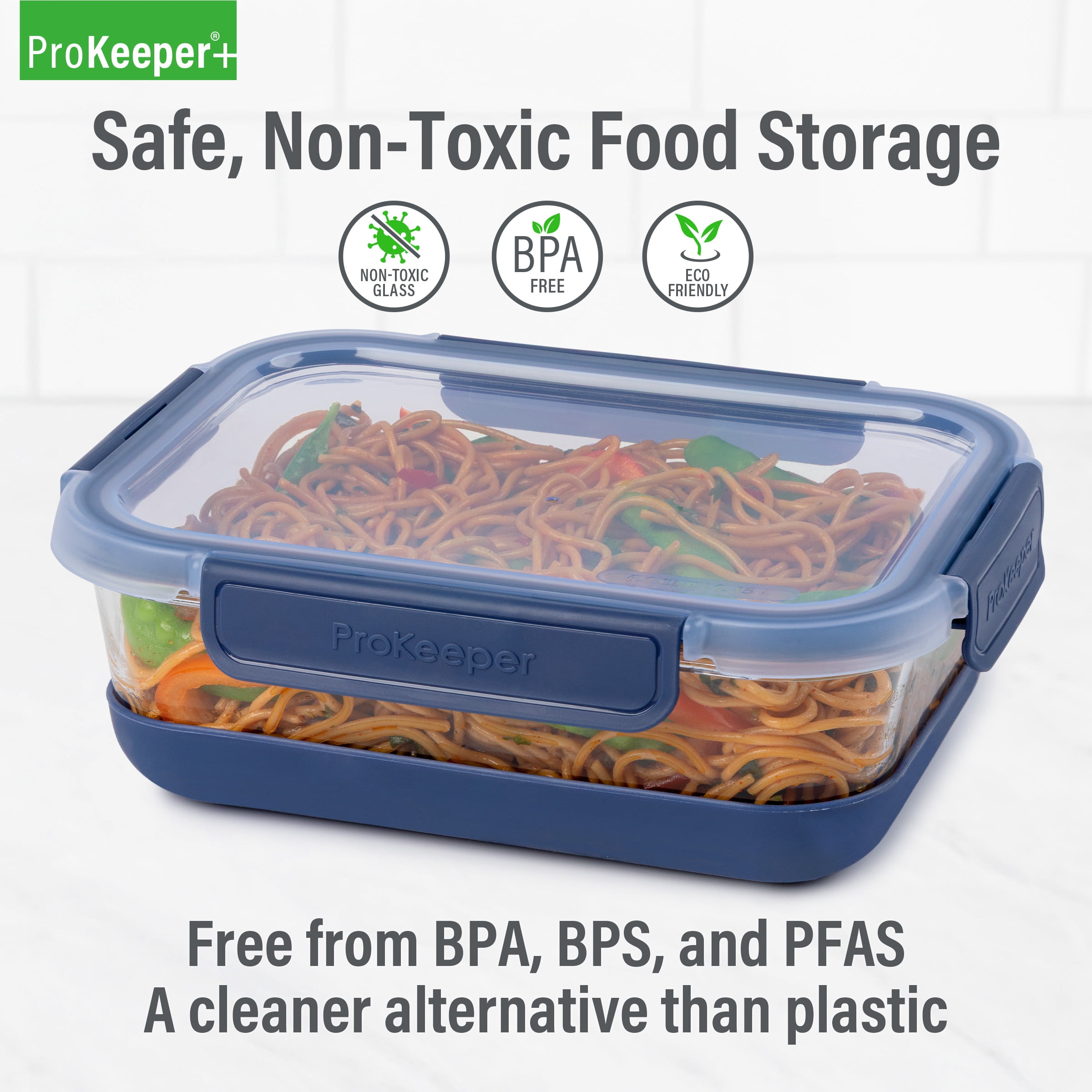 (6 pack) ProKeeper+ 6.1 Cup Glass Food Storage Container with Airtight Silicone Lid