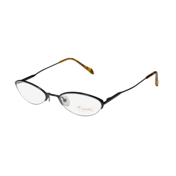 NEW THALIA GIA WOMENS/LADIES CAT EYE HALF-RIM BLACK CAT EYE "SCHOOL TEACHER PROFESSOR" LOOK FRAME DEMO LENSES 50-19-135 SPRING HINGES EYEGLASSES/GLASSES