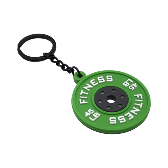 Fitness Barbell Keychain Rubber Gym Key Ring With 45lb Weight Plate Simulation Dumbbell Plate Keychain For Athletes