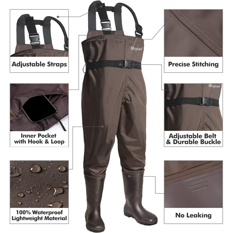 OXYVAN Waders Waterproof Lightweight Fishing Waders with Boots Bootfoot  Hunting Chest Waders for Men Women 