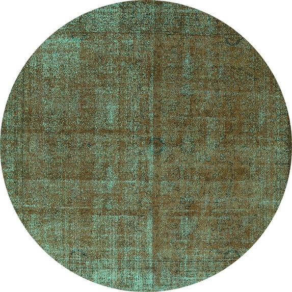 Ahgly Company Indoor Round Oriental Turquoise Blue Industrial Area Rugs, 6' Round