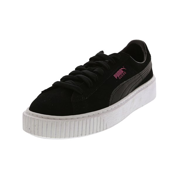 puma suede platform black white
