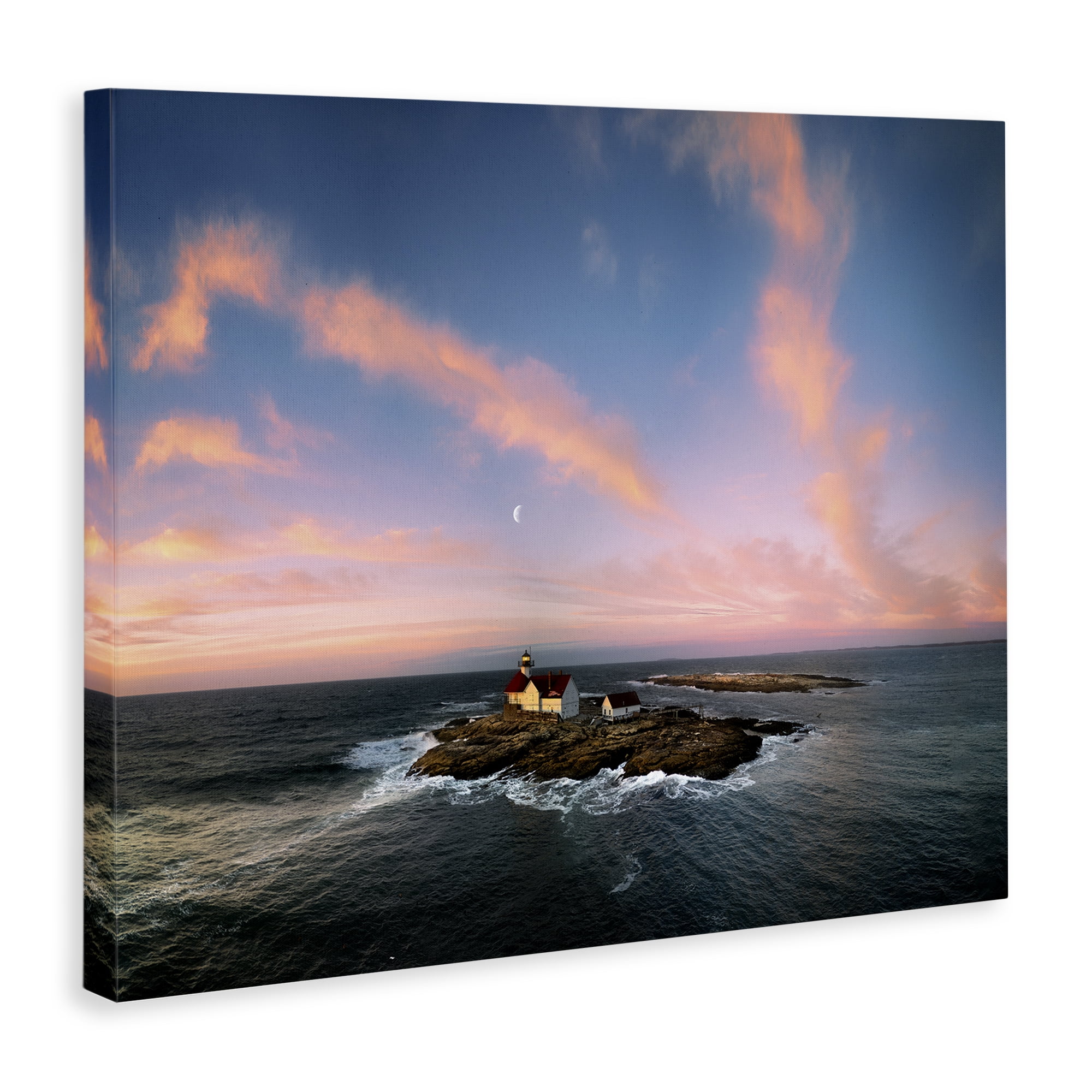 Stupell Industries Coastal Island Moon Overhead Landscape & Nature Photography Wrapped Canvas Art Print Wall Art, 40 x 30