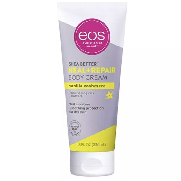 eos Shea Better Body Cream - Vanilla Cashmere Natural Body Lotion and Skin Care 24 Hour Hydration with Shea Butter & Oil 8 oz 1 Pack
