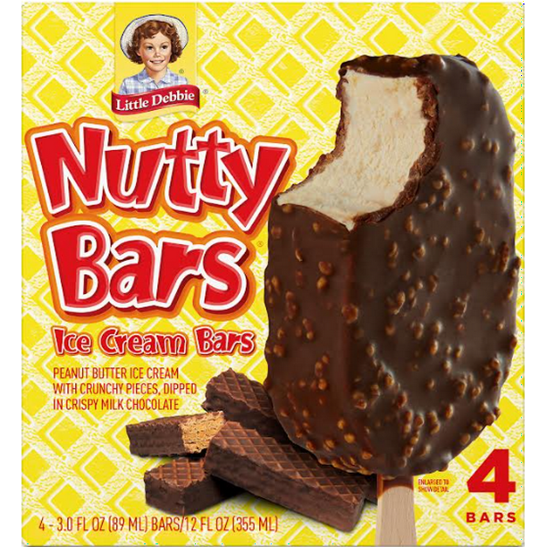 Little Debbie Nutty Bar Ice Cream Bar, 4 Pack