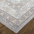 thumbnail image 4 of Feizy Francisco Transitional Medallion, Gray/Orange/Ivory, 1'6" x 1'6" Swatch Fade Stain Resistant Eco Friendly Southwestern Bordered Design Carpet for Living Dining Bed Room, 4 of 7