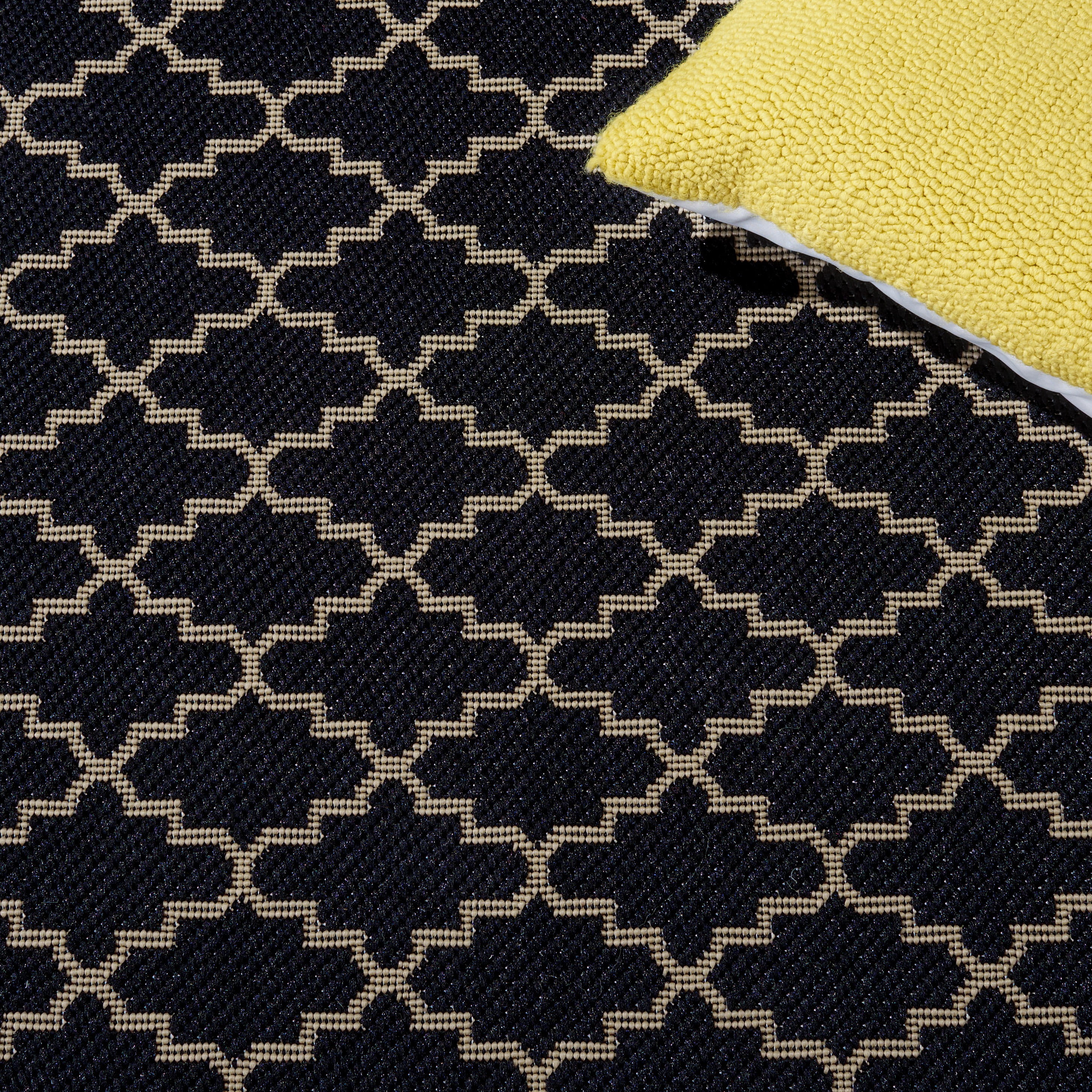 Safavieh Courtyard Hilbert Geometric Indoor/Outdoor Runner Rug, Black/Beige, 2'3" x 10'