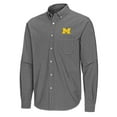 thumbnail image 2 of Men's Antigua Black Michigan Wolverines Porter Woven Tri-Blend Long Sleeve Button-Down Shirt, 2 of 3