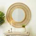 thumbnail image 3 of DecMode 37" x 37" Brown Handmade Stick Starburst Wall Mirror with Wrapped Details, 3 of 12