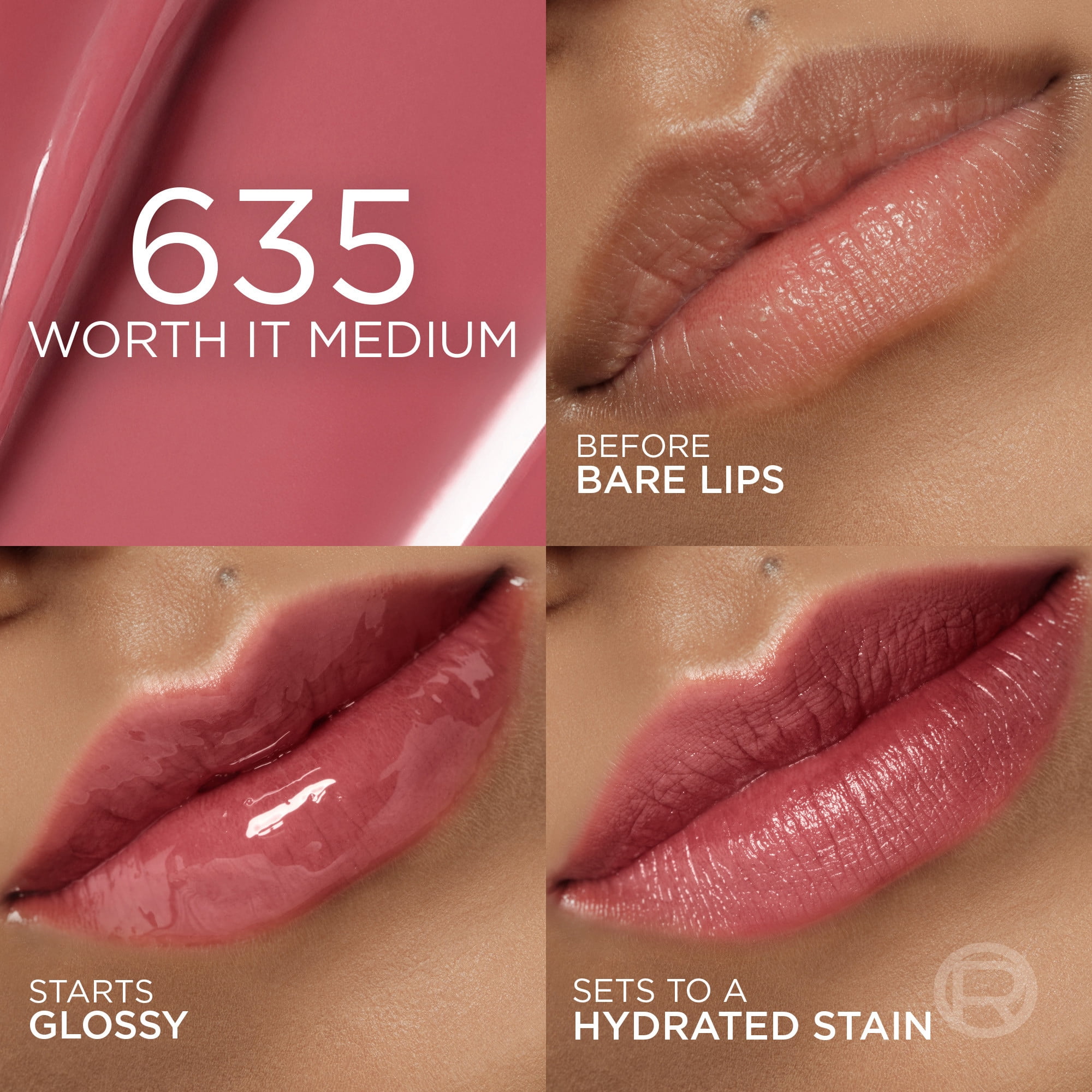L'Oreal Paris Paradise Hyaluron Tint Lip Stain Serum, 635 Worth It Medium, 0.16 fl oz