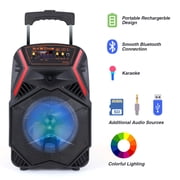 Curuk 8 Wireless Bluetooth Party Speaker, 1000W Peak Power Portable PA System with Heavy Bass Subwoofer, LED Lights, FM Radio, Remote & USB Rechargeable