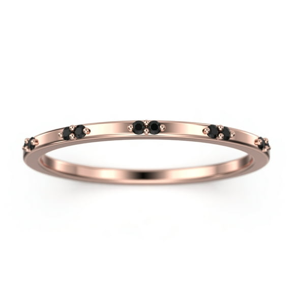 0.10ct Round Cut Black Diamond Moissanite 10K Rose GoldWedding Band