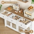 thumbnail image 5 of Homfa 55'' Large Sideboard Buffet Cabinet, Kitchen Storage Cabinet with 3 Drawers and 4 Glass Doors, Wood Coffee Bar Cabinet for Living Room, White, 5 of 7