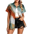 thumbnail image 2 of Mifsaly Womens Hawaiian Shirt Tropical Floral Short Sleeve Button Down Shirts Lightweight Flowy Summer Casual Beach Vacation Cover Up Green,XXXL, 2 of 5