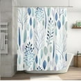 thumbnail image 3 of Extra Long Light Blue Leaves Shower Curtain 72 x 84 Inch, Plant Bathroom Shower Curtains, Waterproof Fabric Botanical Shower Curtain, 3 of 6