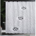 thumbnail image 3 of Ambesonne Winter Shower Curtain, Little Paws on Snowy Land, 69"Wx75"L, Charcoal Grey and Pale Taupe, 3 of 4