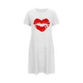 thumbnail image 5 of Sakmal Robe de Nuit Blanche Moomoo pour Femmes, Confortable, Grande Taille, Courte, Chemise de Nuit à Manches Courtes, Imprimé Cœur, Robes de Nuit pour Femmes, 5 of 5