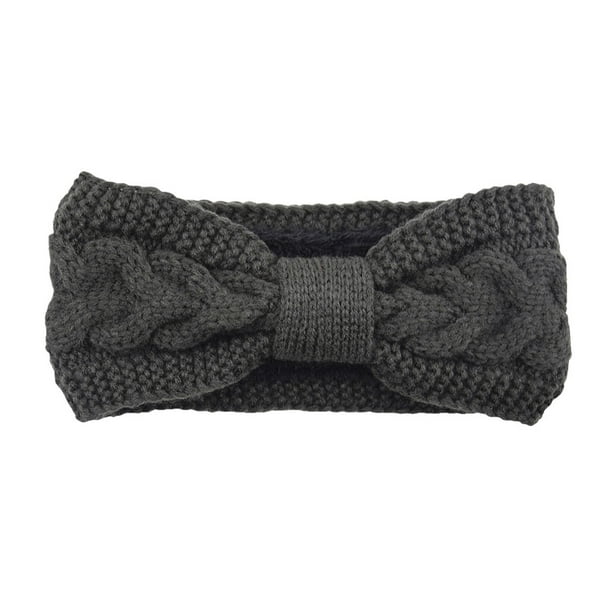 Sonducket Diademas tejidas con lazo elástico, forro polar de ganchillo, ajustable, ancha, cálida, calentador de orejas, diadema, regalos para mujer Accesorio para el cabello Gris oscuro Sonducket AP009571-07B