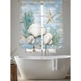 thumbnail image 6 of Sheer Curtain Panels Starfish Seashell Rod Pocket Voile Window Curtains Wood Grain Window Treatments Ligh Filtering Privacy Curtain Drapes for Bedroom Living Room 2 Panel Set 63 Inch Length,, 6 of 9
