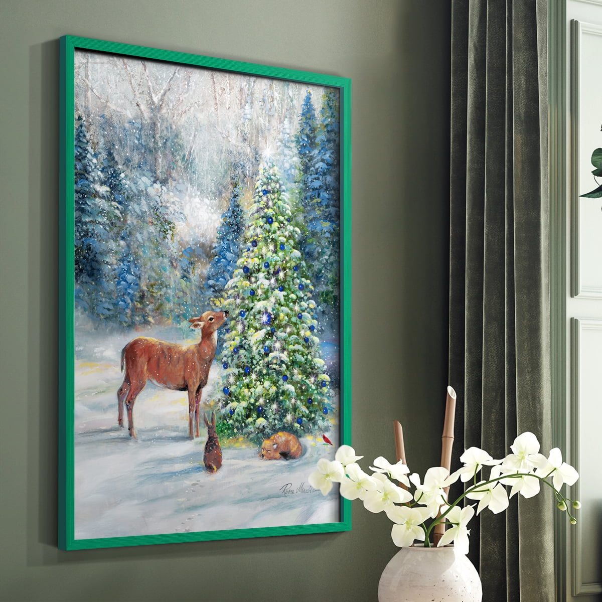 Winter Gathering Framed Print - Solid Wood in Single Picture Frame Solid Wood 2 Framed Print