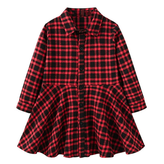 Toimothcn Robe Bébé Fille Manches Longues Décontractée à Carreaux Imprimée Robe Surdimensionnée Douce Respirante Ample Été Princesse Robes Confortables Robe d'Été pour Enfants