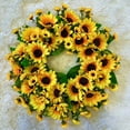 thumbnail image 2 of Sunflower Wreath Hanger, Simulated Floral Ring Garland, Sunflower Door Window Decor, Hanging Wreath Ornament for Home, Wall, Door, Window & Spring Festival Decoration, Yellow, 15.75in/40cm, 2 of 9