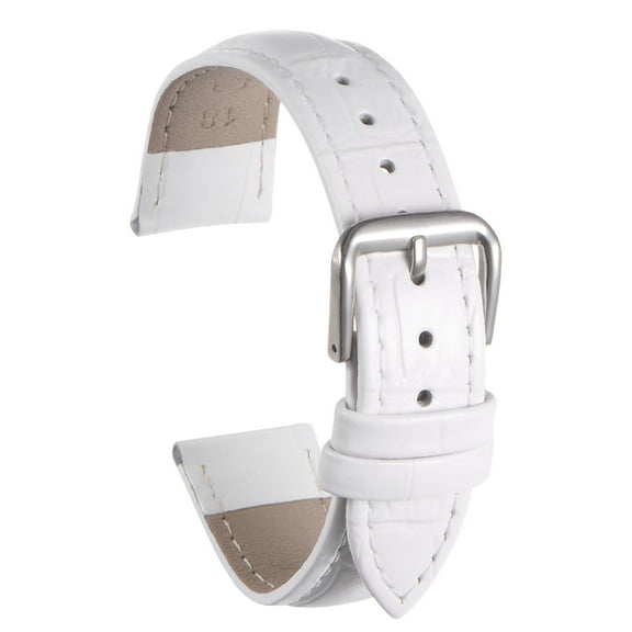 Uxcell Leather Watch Band 23mm Embossed Pattern Cowhide Watch Strap Replacement with Spring Bars White