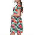 thumbnail image 2 of Disketp Palm Leaves Flamingo para Vestido de Manga Corta para Mujeres, Vestidos de Verano para Mujeres, Casual y Holgado para la Playa, 2 of 6
