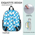 thumbnail image 4 of Cyan and White Wavy Checkered Pattern Backpack for School, Cute School Bag with Adjustable Shoulder Straps and Padded Back, 13.8"x11.4"x6", 4 of 4