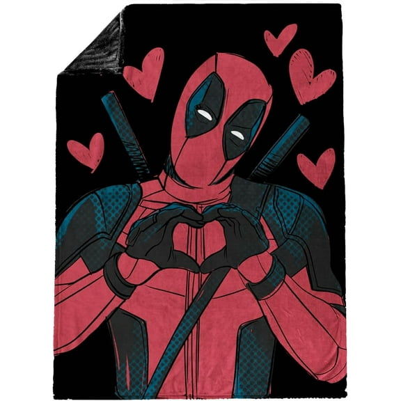 Marvel Deadpool Hearts! Throw Blanket 50x70