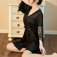 thumbnail image 6 of Celivon Chiffon Robes For Women Spring Summer Long Pajamas Smooth Sleepwear Chemise Nightgown Lace Robe Sexy, 6 of 6