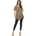thumbnail image 5 of Sakkas Aline Women's Short Sleeve Casual Light Loose Scoop Neck Top Blouse Shirt - Olive - One Size Regular, 5 of 5