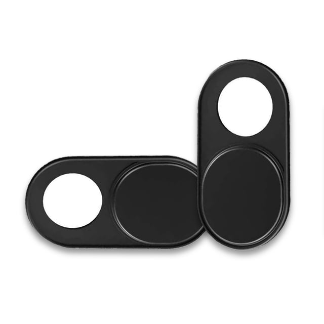 IllmTech - Metallic Webcam Cover 2 Pack, Ultra Thin Slider Web Camera Privacy Cover with Strong Adhesive, Protects Privacy for Most Laptops, Tablets, and Smartphones – Black Color