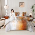 thumbnail image 4 of Homewish Orange Oil Printing Bedding Comforter Set, Chic Watercolor Artwork Twin Comforter Sets, Vintage Fashion Reversible Bedding Set, Microfiber Bedroom Decor, 2pcs, 4 of 8