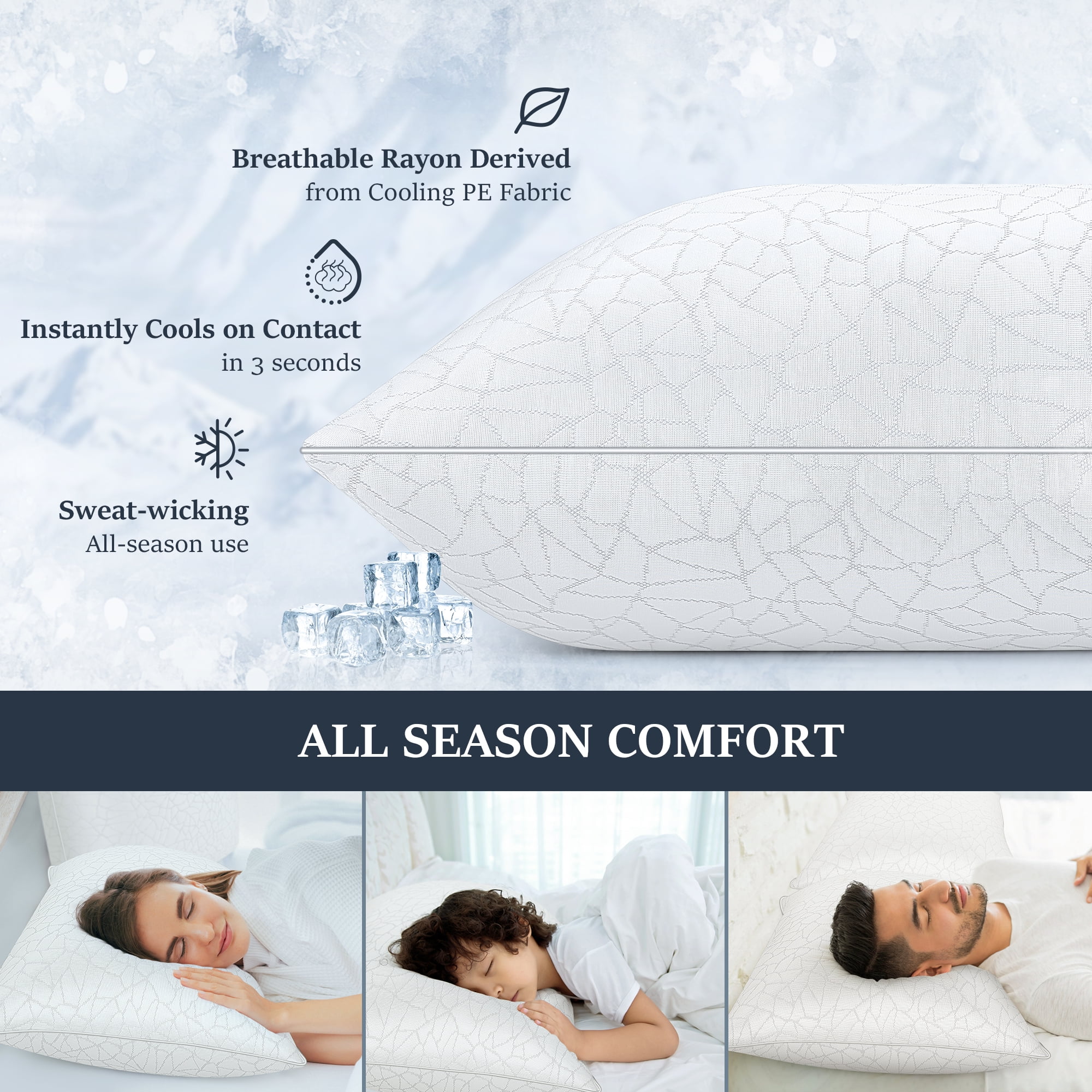 FAPO Cooling Bed Pillows Queen Size,Premium Down Alternative Pillows for Bed 2 Pack with Breathable Cover