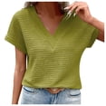 thumbnail image 1 of TSADFHJI T-Shirt Blanc Femme Col Rond Manches Courtes Texturé Été Décontracté Col en V Uni Ample Basique m Vert Clair, 1 of 7