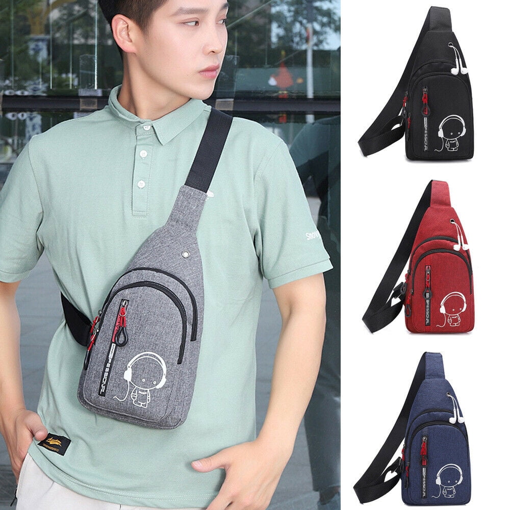 Mens Sling Bag Chest Pack Cycle Travel Sports Backpack Shoulder Crossbody Bag