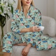 thumbnail image 6 of Salouo Colorful Pugs Pattern Women's Pajamas Set Long Sleeve Button Down Sleepwear Soft Pj Lounge Sets for women 2 Piece Pjs Set with Long Pants-X-Large, 6 of 7