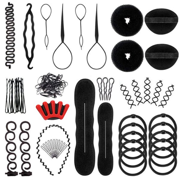 OBSCYON - Juego de 27 piezas de peinado para el cabello, herramientas de peinado, accesorios para el cabello, kit de herramientas para modelar el cabello, herramienta mágica para trenzar el cabello en